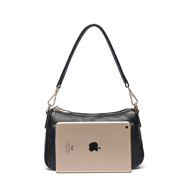 Zency Women Shoulder Bag 100% Genuine Leather White Small Bag Lady Messenger Crossbody Purse Simple Black Handbag