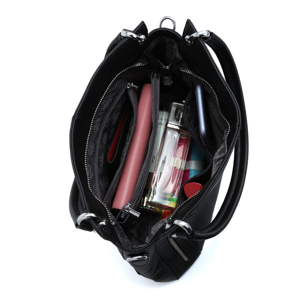 Zency 100% Genuine Leather Handbag Female Classic Simple Vintage Shoulder Bag Commuter Casual Crossbody