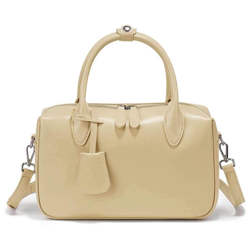 Zency Genuine Leather Vintage Designer Handbag For Women Large Capacity Shoulder Bag