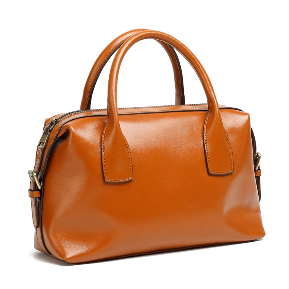 Zency Vintage Genuine Leather Top-handle Bag For Women Shoulder Handbag Crossbody