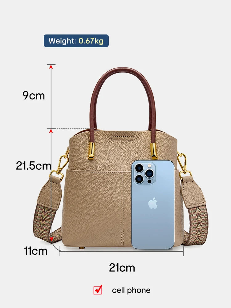 Zency Genuine Leather Bucket Bag For Women
