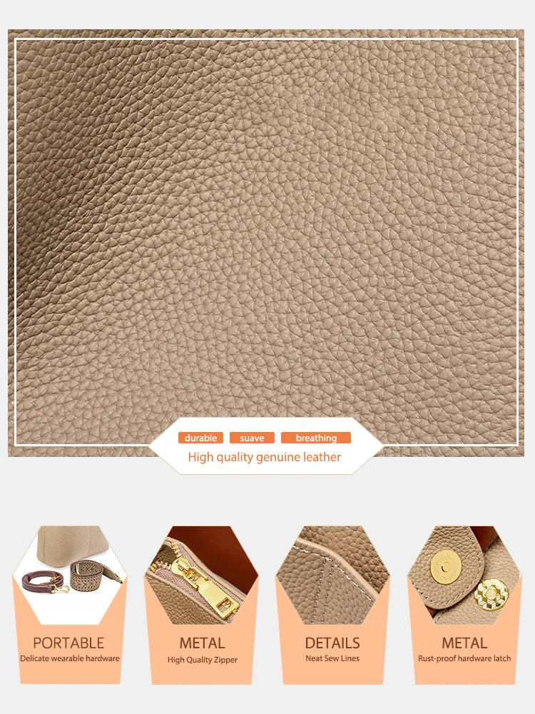 Zency Genuine Leather Bucket Bag For Women