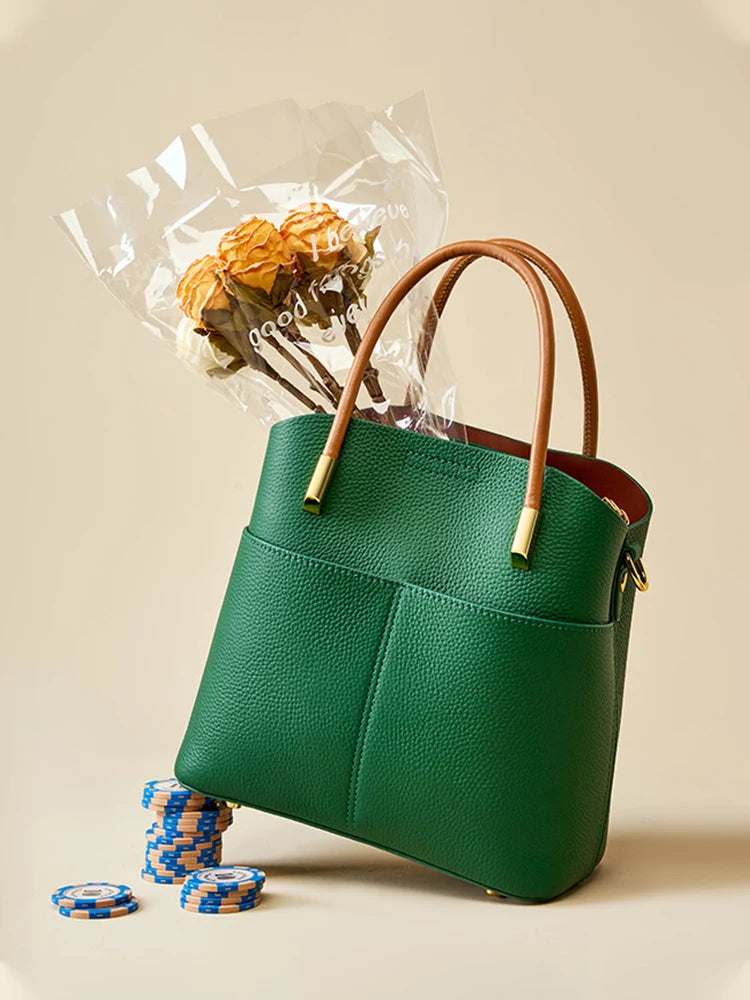 Zency Genuine Leather Bucket Bag For Women