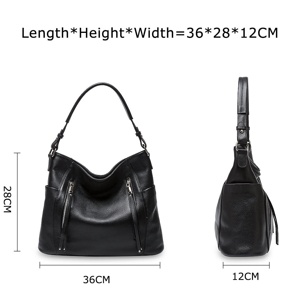 Zency Daily Handbag Luxury Genuine Leather Bag for Women Shoulder Tote Crossbody Hobo Zipper Pocket Charming Female