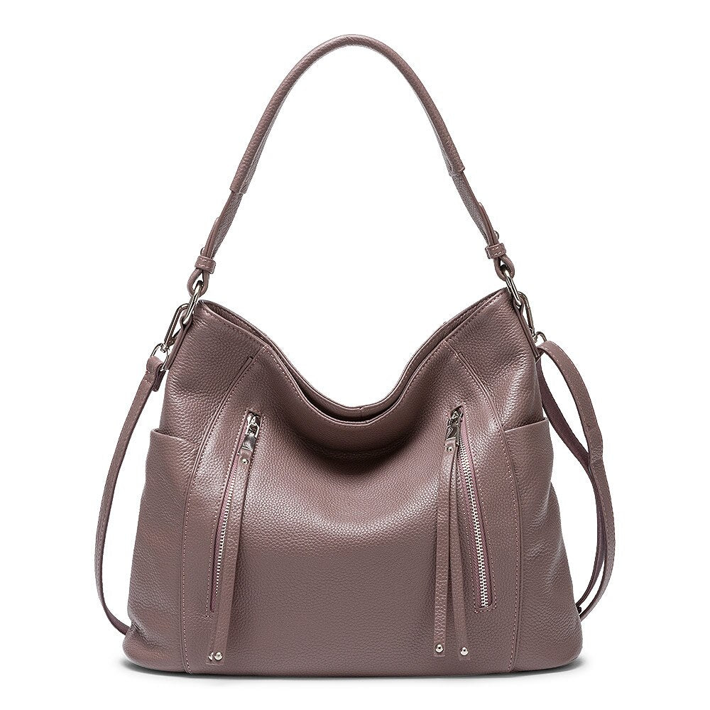 Zency Daily Handbag Luxury Genuine Leather Bag for Women Shoulder Tote Crossbody Hobo Zipper Pocket Charming Female