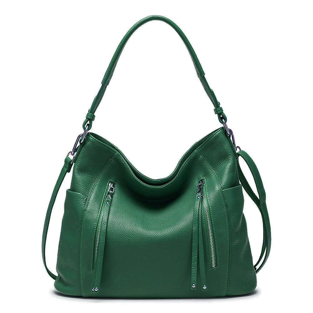 Zency Daily Handbag Luxury Genuine Leather Bag for Women Shoulder Tote Crossbody Hobo Zipper Pocket Charming Female