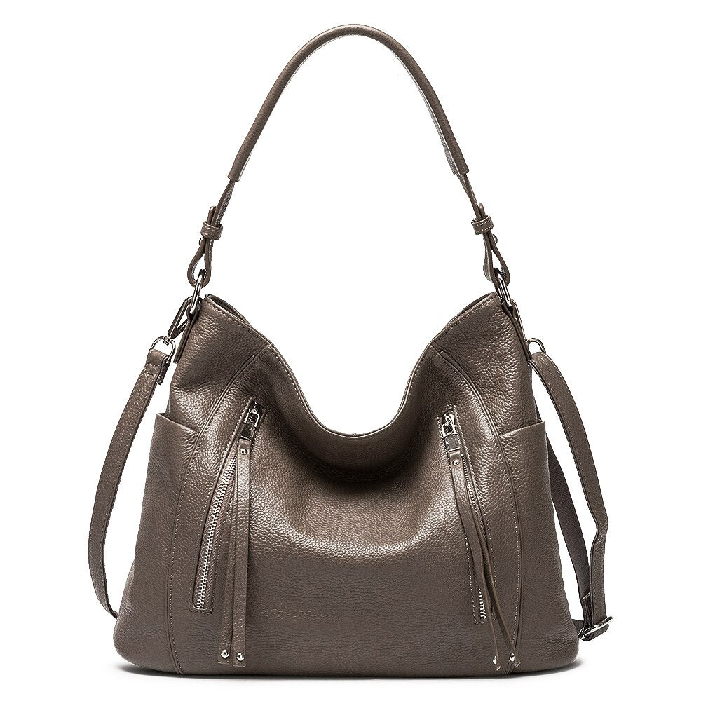 Zency Daily Handbag Luxury Genuine Leather Bag for Women Shoulder Tote Crossbody Hobo Zipper Pocket Charming Female