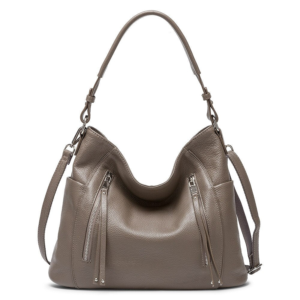 Zency Daily Handbag Luxury Genuine Leather Bag for Women Shoulder Tote Crossbody Hobo Zipper Pocket Charming Female