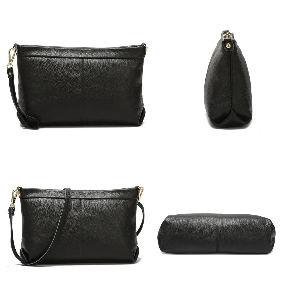 Zency 100% Genuine Leather Fashion Women Day Clutches Bag Classic Black