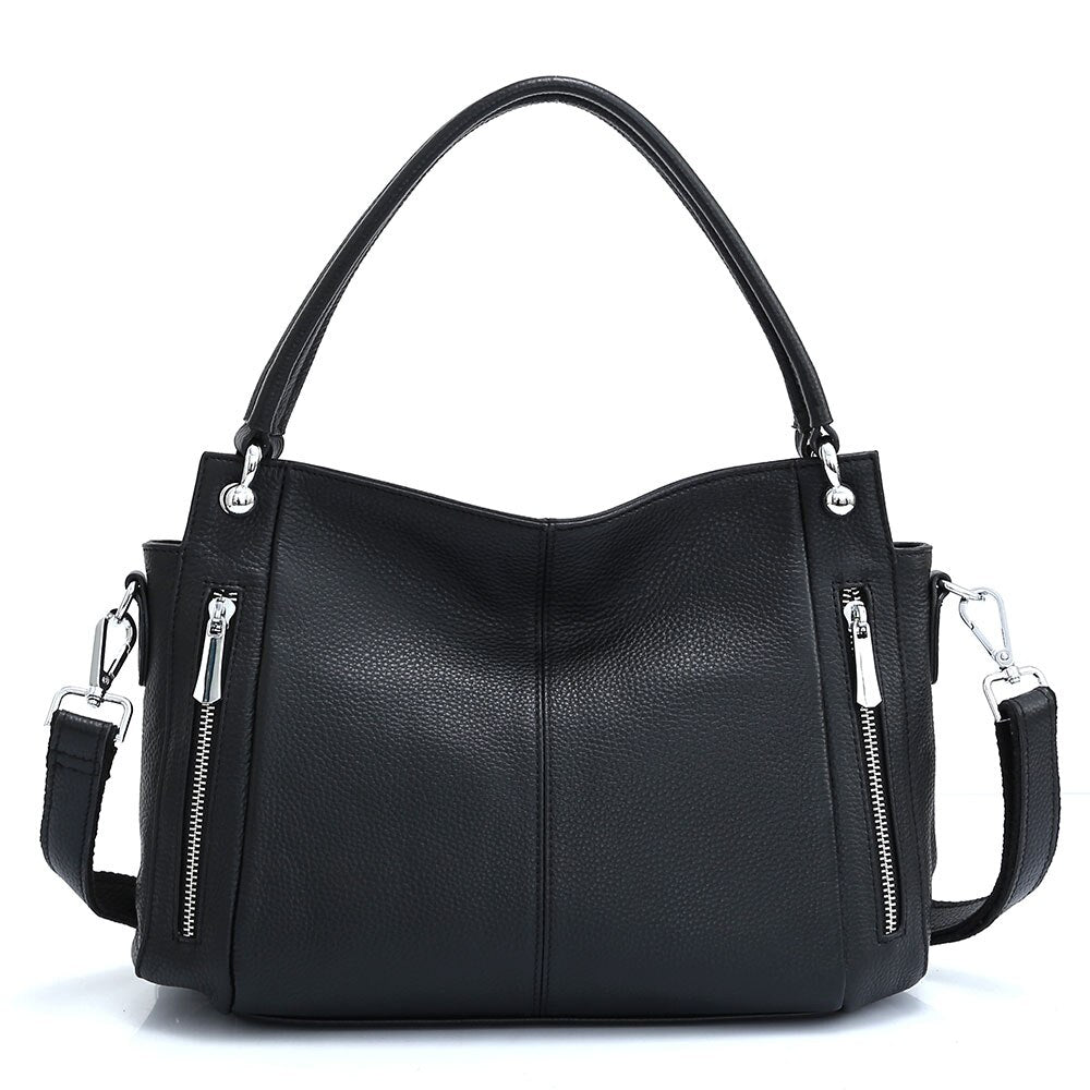 Zency 100% Genuine Leather Handbag Female Classic Simple Vintage Shoulder Bag Commuter Casual Crossbody