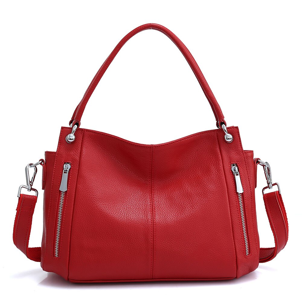 Zency 100% Genuine Leather Handbag Female Classic Simple Vintage Shoulder Bag Commuter Casual Crossbody
