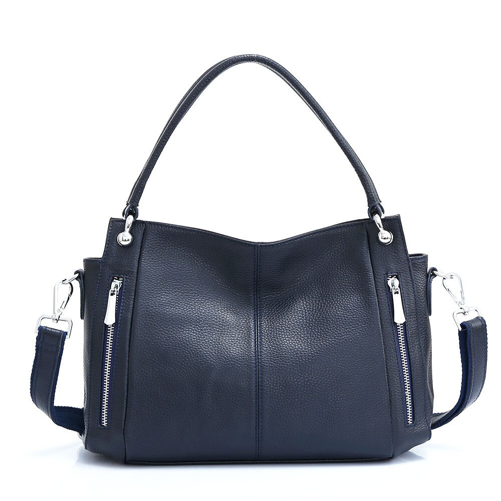 Zency 100% Genuine Leather Handbag Female Classic Simple Vintage Shoulder Bag Commuter Casual Crossbody