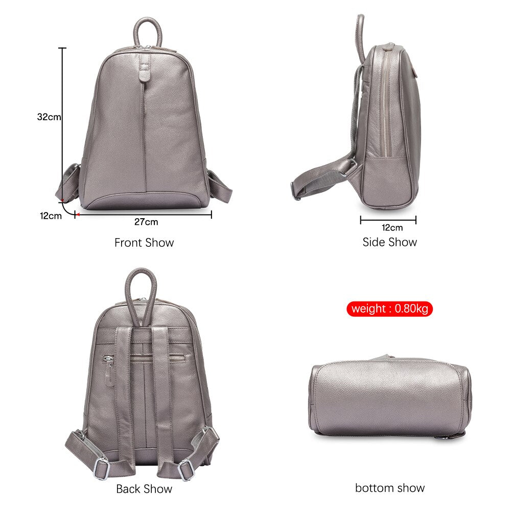 Zency 100% Soft Genuine Leather Fashion Women Backpack Casual Travel Back Pack Bag Preppy Style Girl's Schoolbag Laptop Knapsack