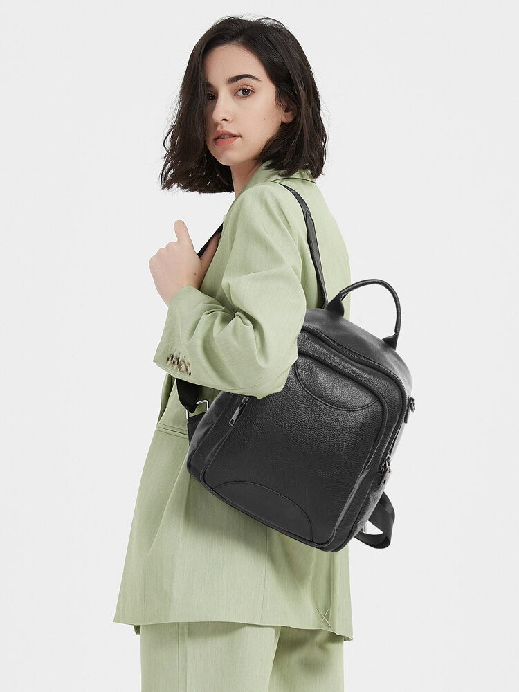 Female Small Casual Backpack Genuine Leather For Summer Trip