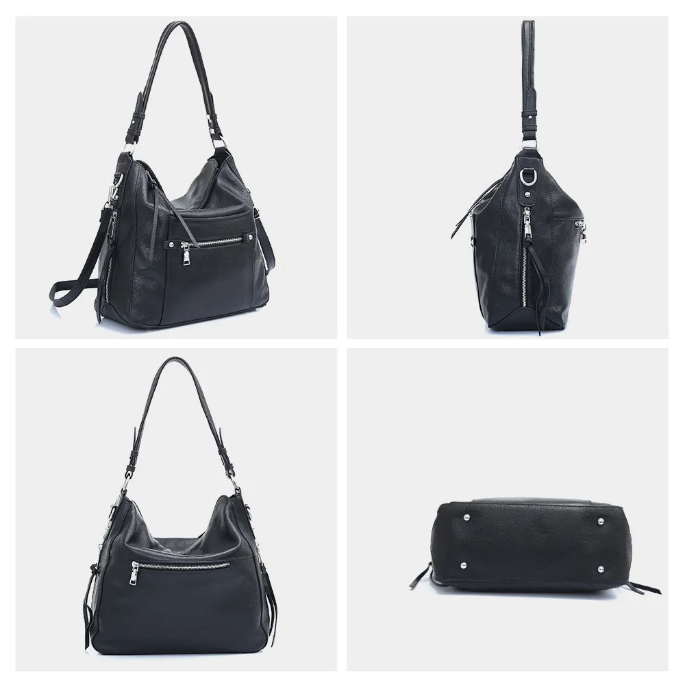 Zency Classic Genuine Leather Shoulder Bags For Women Simple Large Commute Bag