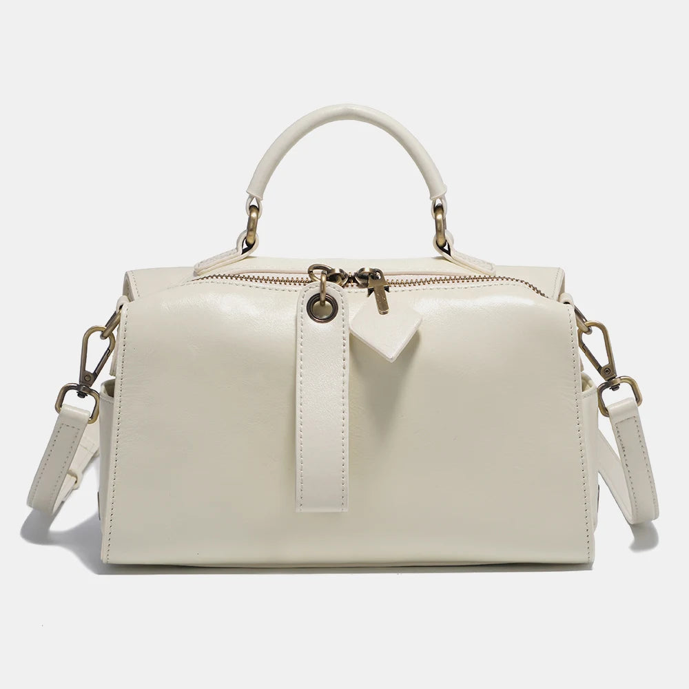 Zency Retro Oil Wax Leather Handbag Women Shoulder Bag