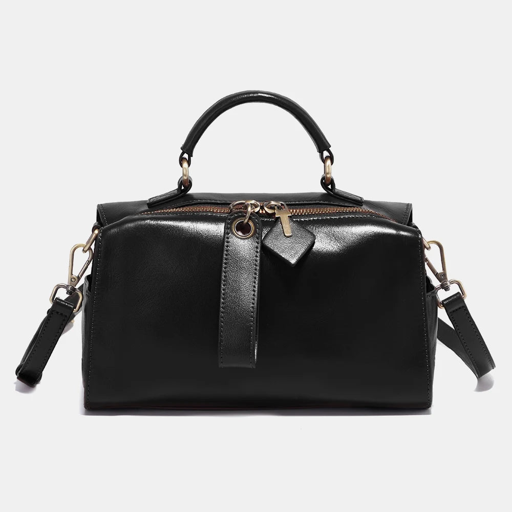 Zency Retro Oil Wax Leather Handbag Women Shoulder Bag