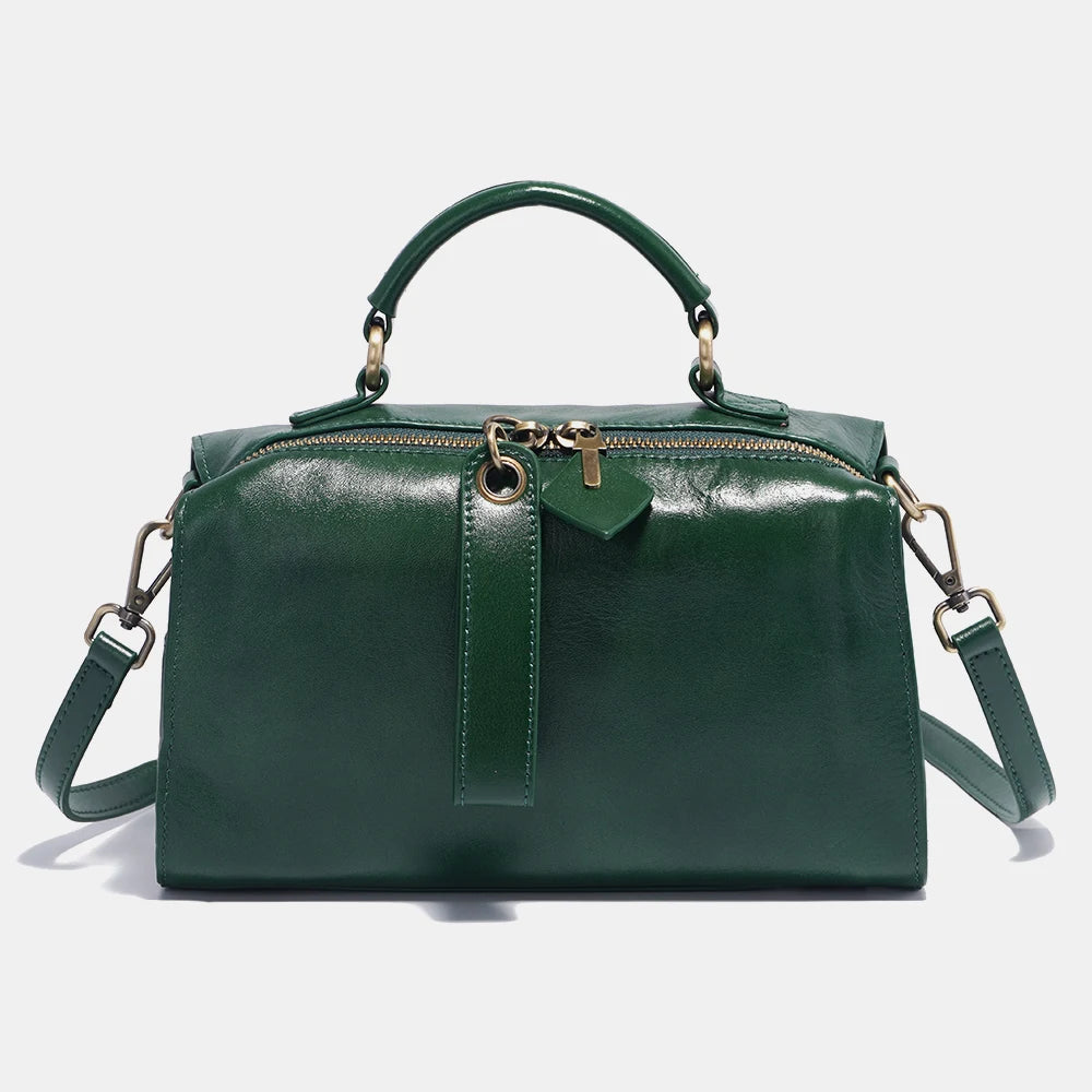 Zency Retro Oil Wax Leather Handbag Women Shoulder Bag