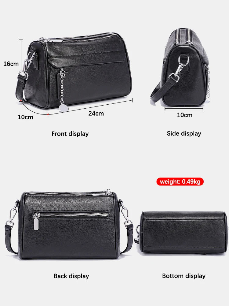 Zency Simple Fashion Chain Handbags Soft Leather Top-handle Bag