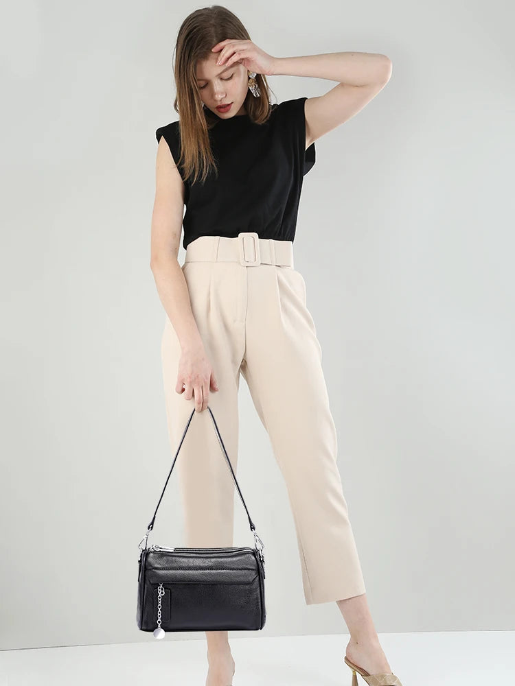 Zency Simple Fashion Chain Handbags Soft Leather Top-handle Bag