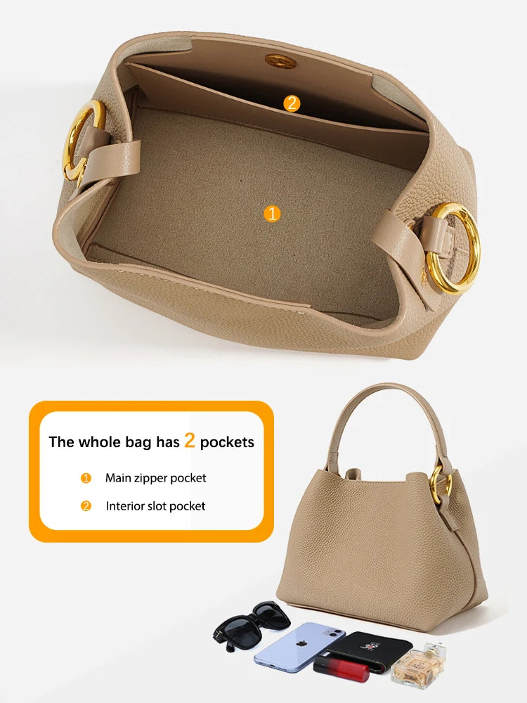 Zency Women's Simple Mini Bucket Bag Luxury Designer Small Crossbody Bag
