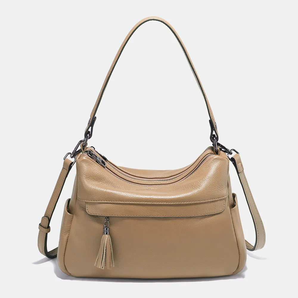 Zency Beige Bag 100% Genuine Leather Soft Hobo Women's Shoulder Bag Trend