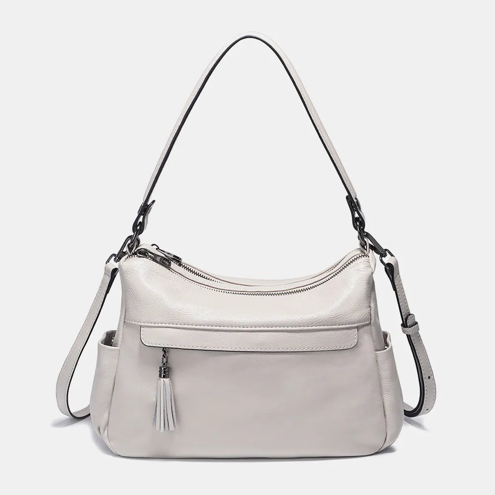 Zency Beige Bag 100% Genuine Leather Soft Hobo Women's Shoulder Bag Trend