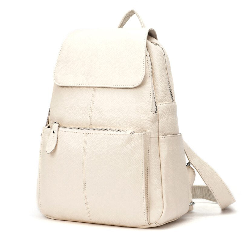 Zency Genuine Leather Women Backpack A++ Quality Anti-theft Large Capacity Knapsack Travel Bag Lady Stylish School Rucksack