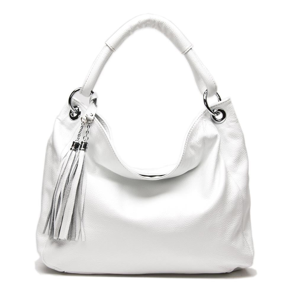 Zency Black White Bag 100% Soft Genuine Leather Tassel Women's Handbag Ladies Shoulder Bags Messenger Satchel Crossbody Purse
