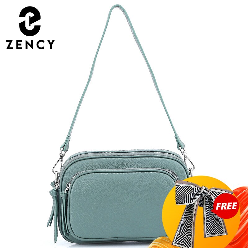Zency Casual Designer Women Shoulder Bag Top Layer Cowhide Leather Handbag Large Capacity Crossbody
