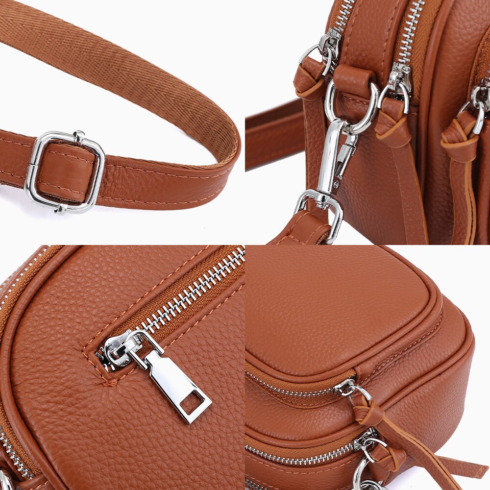 Zency Casual Designer Women Shoulder Bag Top Layer Cowhide Leather Handbag Large Capacity Crossbody
