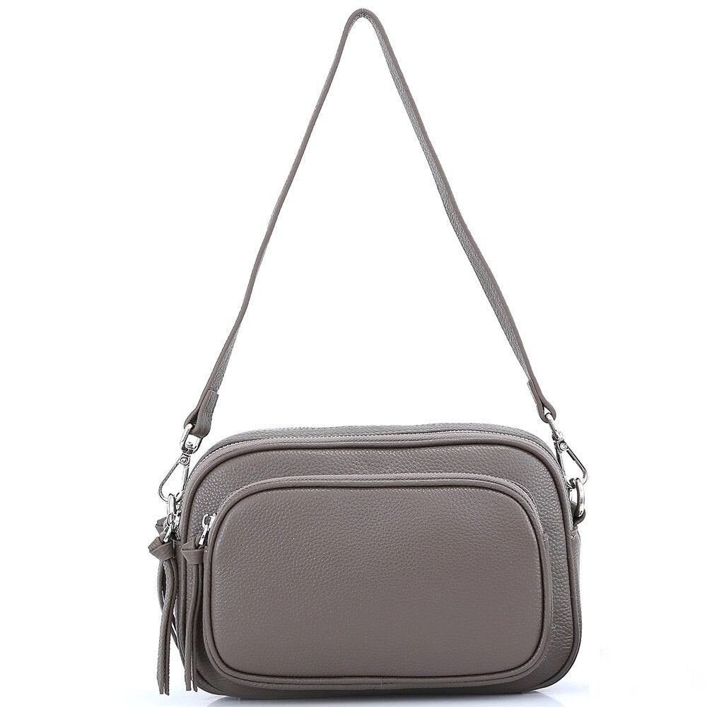Zency Casual Designer Women Shoulder Bag Top Layer Cowhide Leather Handbag Large Capacity Crossbody