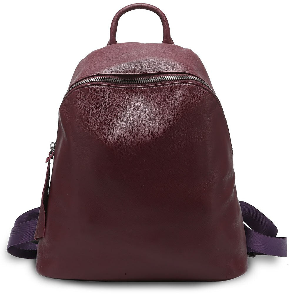 Zency Cowhide 100% Genuine Leather Black Women Backpack Vintage Travel Bags Notebook Schoolbag For Girls Daily Holiday Knapsack