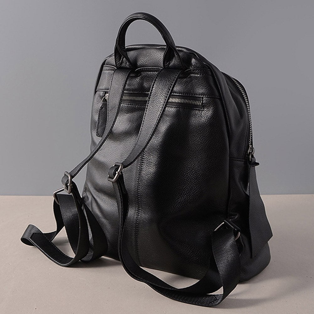 Zency Cowhide 100% Genuine Leather Black Women Backpack Vintage Travel Bags Notebook Schoolbag For Girls Daily Holiday Knapsack