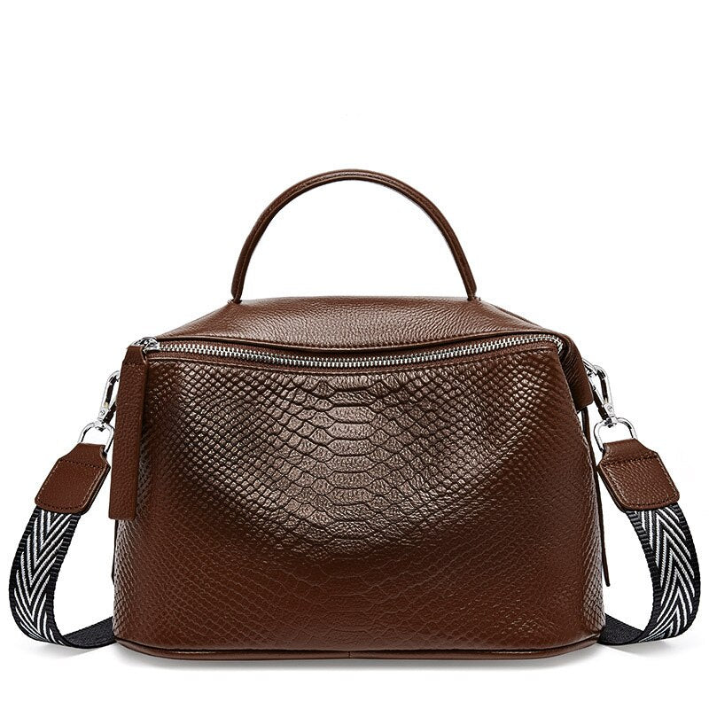 Zency Crocodile Pattern Women Tote Handbag Made Of Genuine Leather Daily Casual Crossbody Shoulder Bag For Lady Black Grey