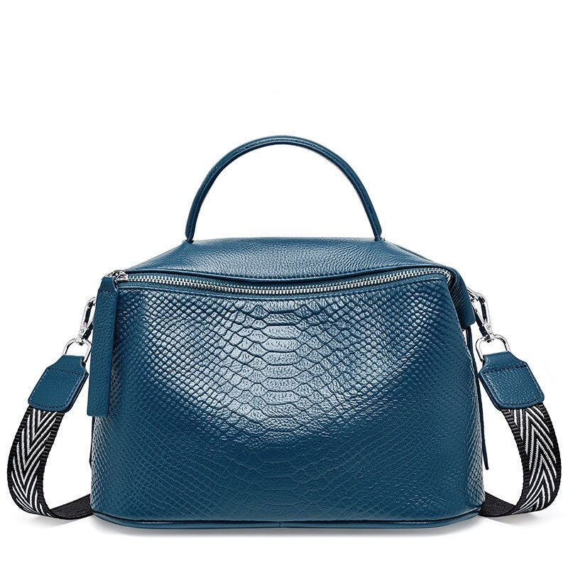 Zency Crocodile Pattern Women Tote Handbag Made Of Genuine Leather Daily Casual Crossbody Shoulder Bag For Lady Black Grey