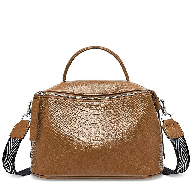 Zency Crocodile Pattern Women Tote Handbag Made Of Genuine Leather Daily Casual Crossbody Shoulder Bag For Lady Black Grey