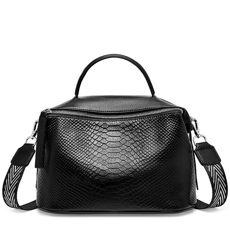 Zency Crocodile Pattern Women Tote Handbag Made Of Genuine Leather Daily Casual Crossbody Shoulder Bag For Lady Black Grey