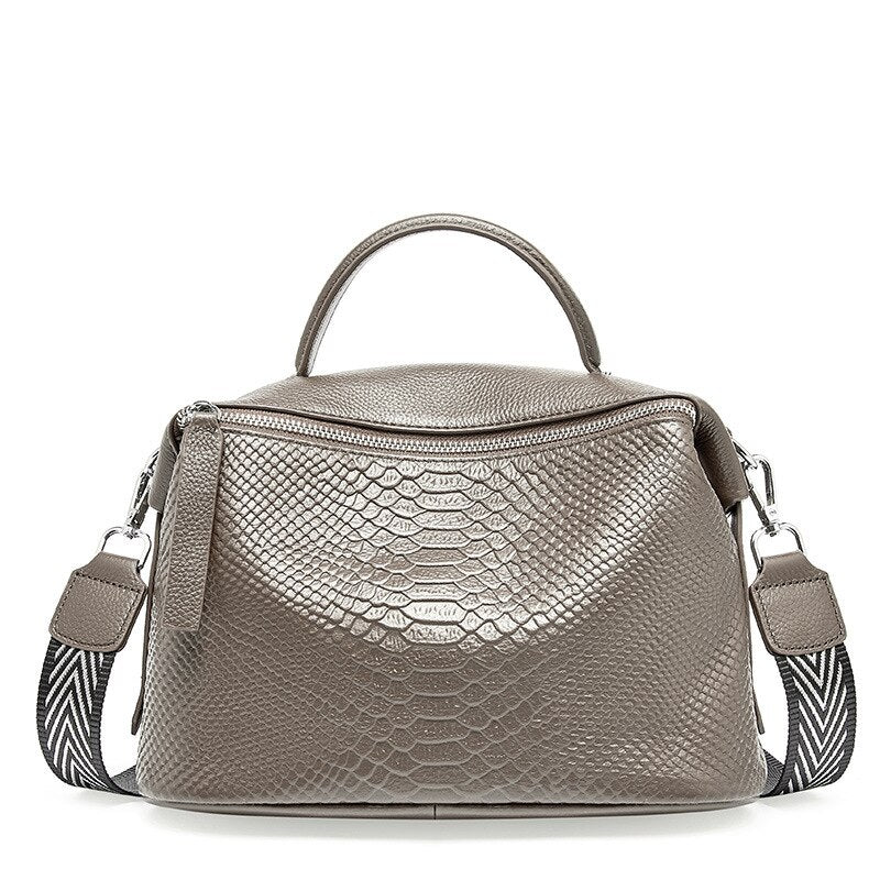 Zency Crocodile Pattern Women Tote Handbag Made Of Genuine Leather Daily Casual Crossbody Shoulder Bag For Lady Black Grey