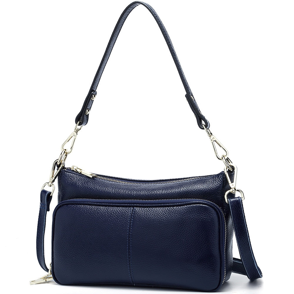 Zency Elegant Women Handbag 100% Genuine Leather Ladies Shoulder Bag Crossbody Messenger Purse Fashion Hobos Black High Quality