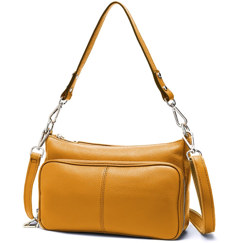 Zency Elegant Women Handbag 100% Genuine Leather Ladies Shoulder Bag Crossbody Messenger Purse Fashion Hobos Black High Quality