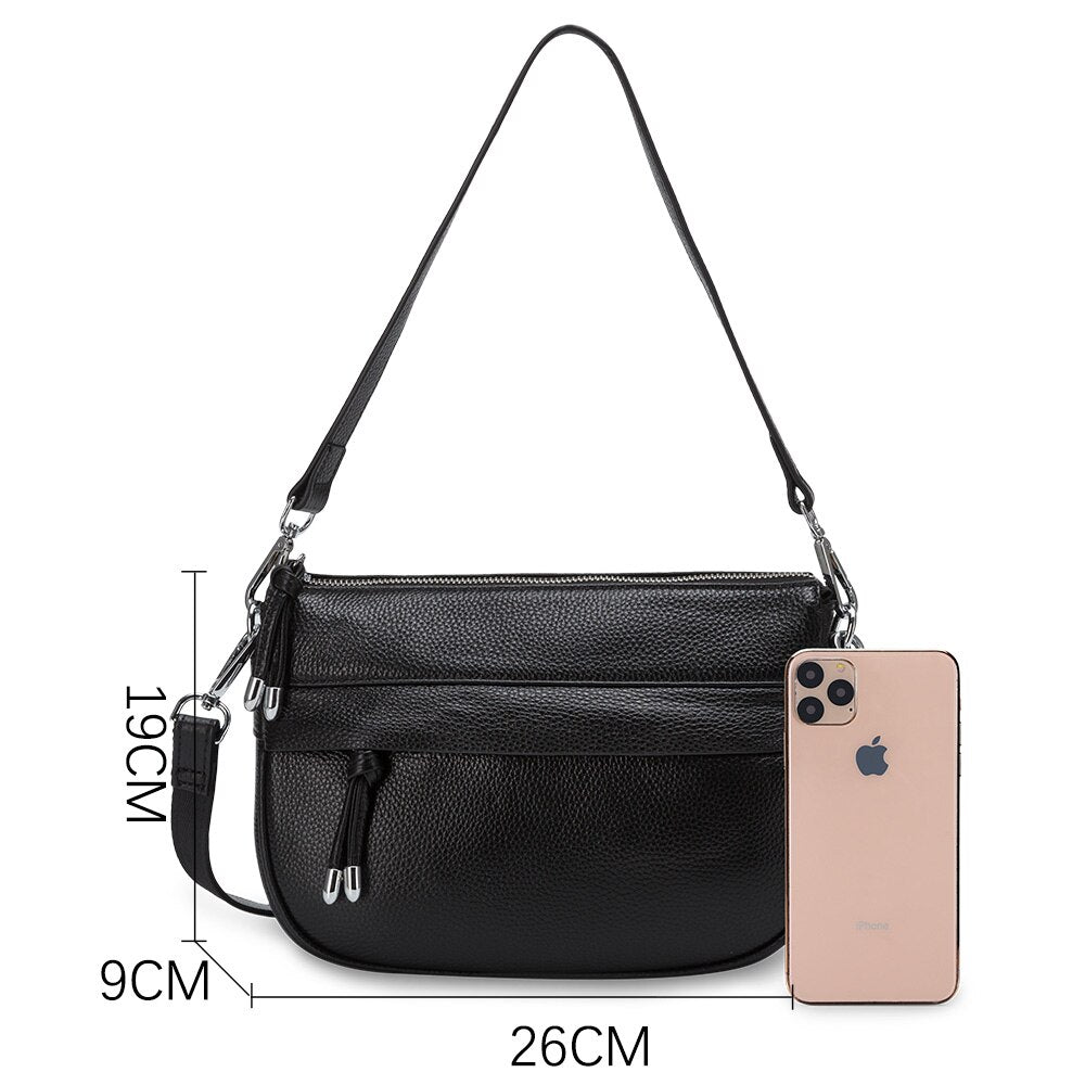 Zency Fashion Semi Circle Soft Genuine Leather Women's Tote Bag