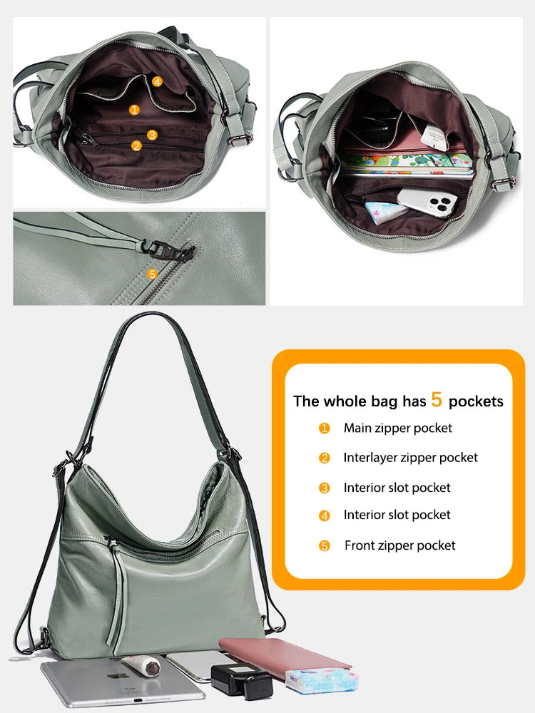 Zency Fashion Women Shoulder Bag 100% Genuine Leather Designer Handbag