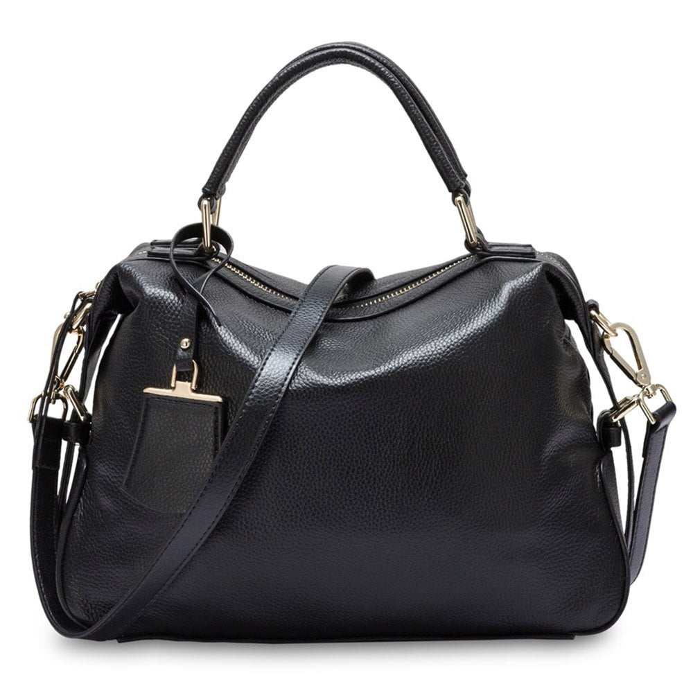 Zency Fashion Women Tote Bag 100% Genuine Leather Handbags Boston Charm Messenger Crossbody Purse Shoulder Bags
