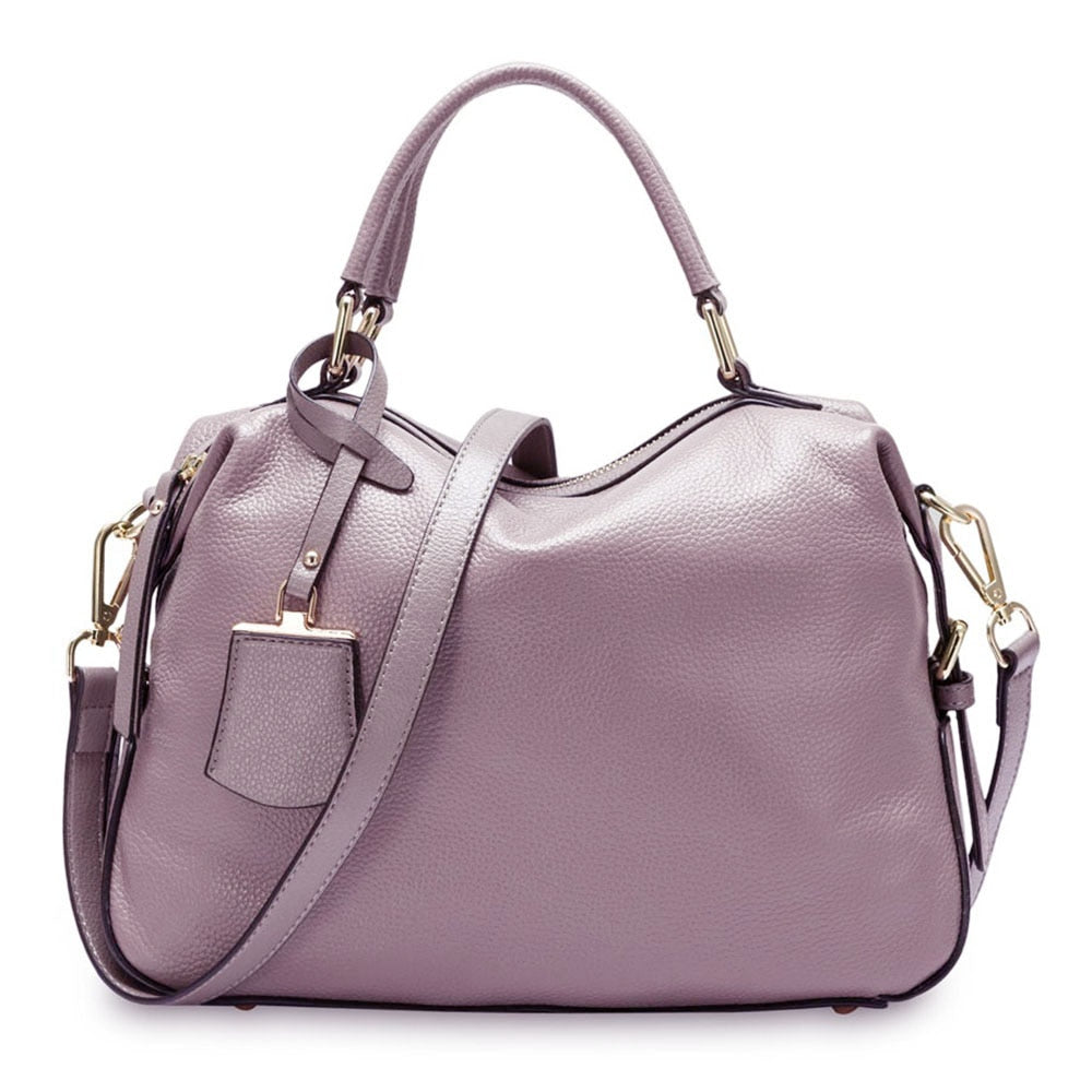 Zency Fashion Women Tote Bag 100% Genuine Leather Handbags Boston Charm Messenger Crossbody Purse Shoulder Bags