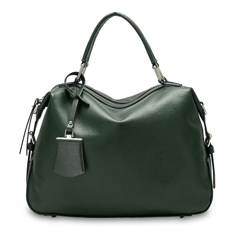 Zency Fashion Women Tote Bag 100% Genuine Leather Handbags Boston Charm Messenger Crossbody Purse Shoulder Bags