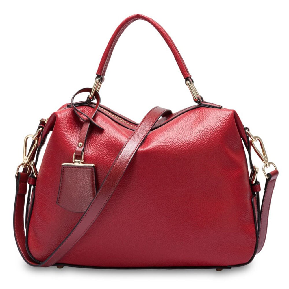 Zency Fashion Women Tote Bag 100% Genuine Leather Handbags Boston Charm Messenger Crossbody Purse Shoulder Bags