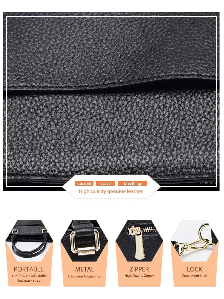 Zency Genuine Leather Shoulder Bag For Women Simple Classic Ladies Handbag