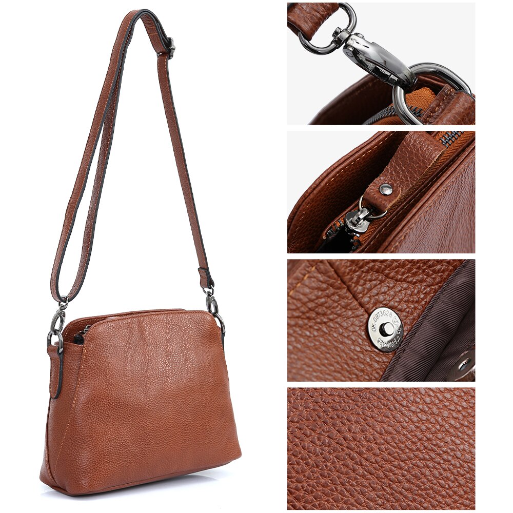 Zency Genuine Leather Bags For Women Vintage Simple Small Handbag Casual High Quality Female Shoulder Crossbody Tote Bag Winter