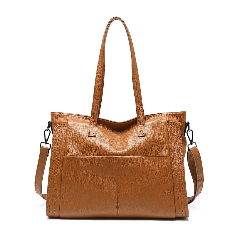 Zency Genuine Leather Women Winter Large Shoulder Bag Laptop Handbag